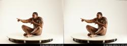 Nude Man Black Sitting poses - simple Muscular Short Black Sitting poses - ALL 3D Stereoscopic poses Realistic